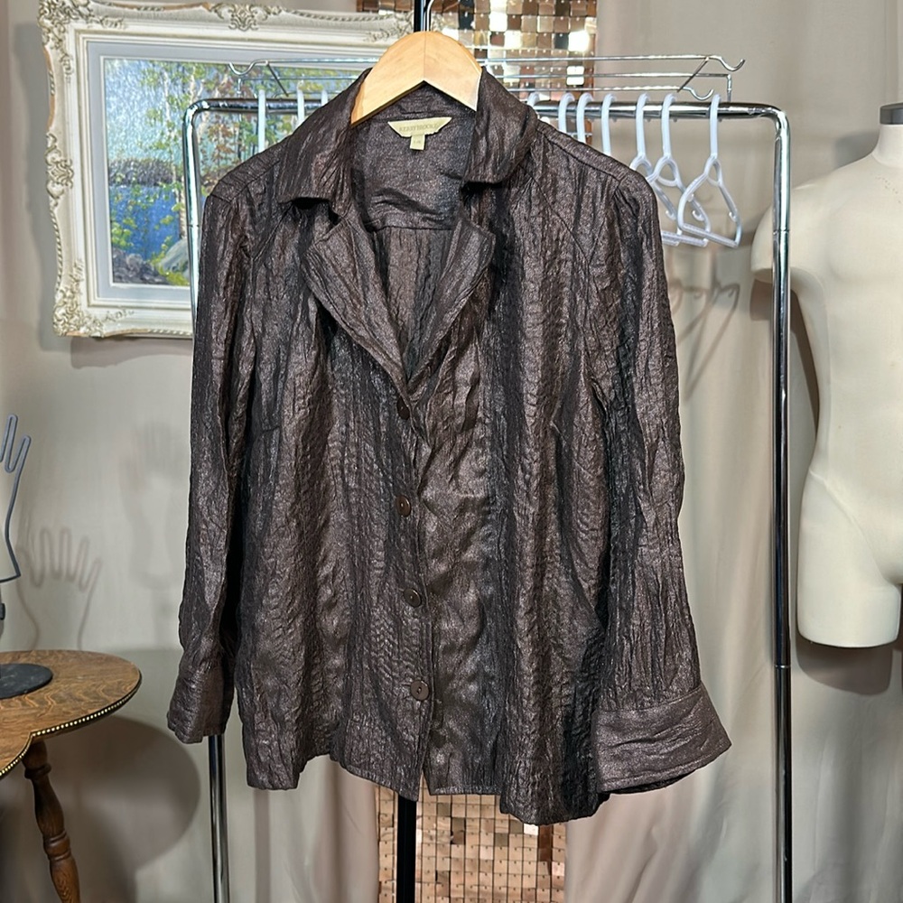 Vintage Y2K Kerry Brooke Lightweight Blazer Size Large Brown